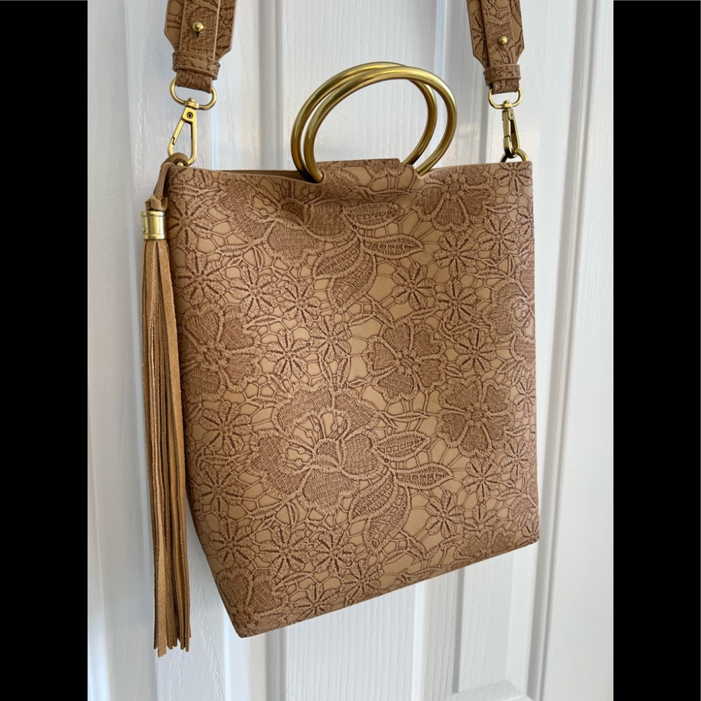 Anthropologie tan crossbody bag